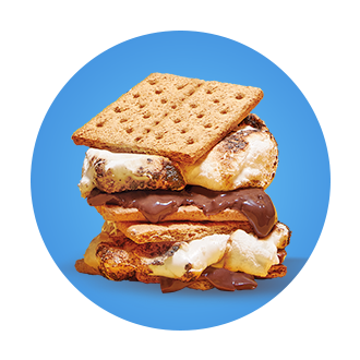 S’mores melted and stacked.