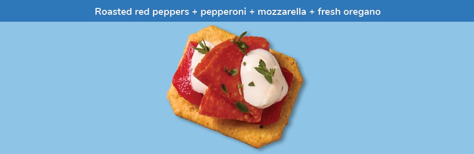 Roasted Red peppers + Pepperoni + Mozzarella + Fresh oregano