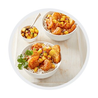 Shrimp Plantain Bowl with Mango Salsa