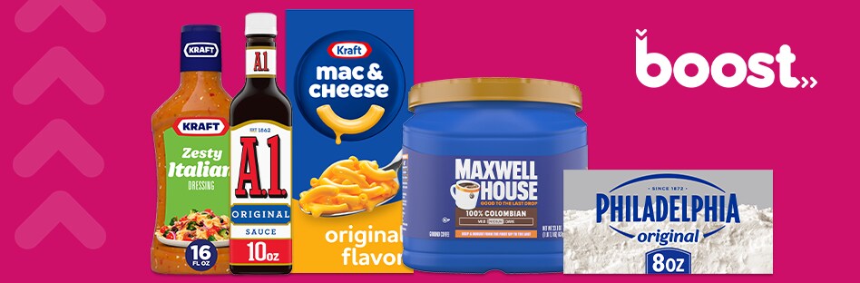 Enjoy Boost perks like free delivery* when shopping for Kraft faves.