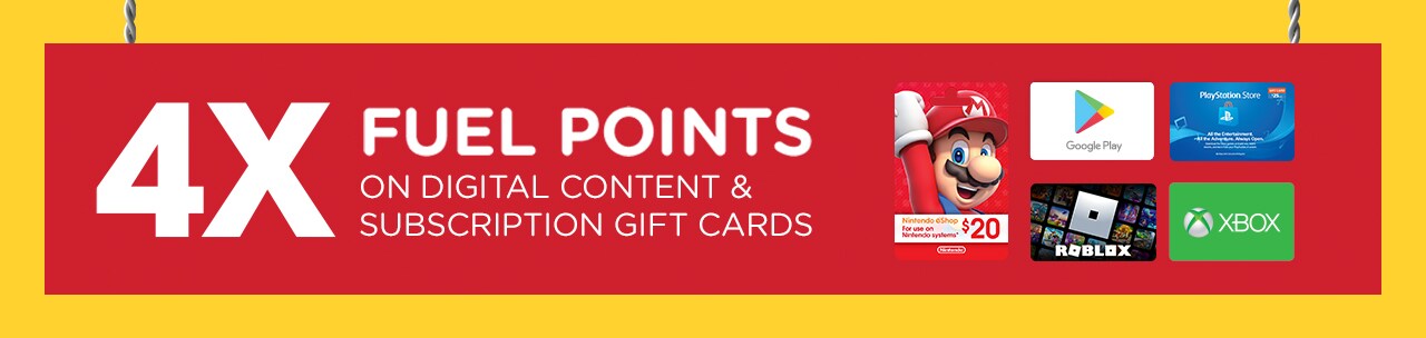 Download coupon for 4X Fuel Points on Gift Cards!
